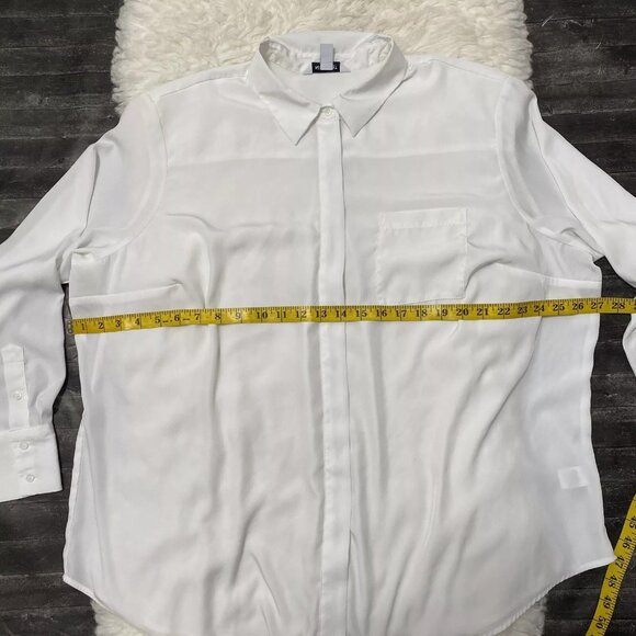 NINE WEST WOMENS PLUS HIDDEN BUTTON DOWN WHITE LONG SLEEVE CASUAL ACADEMIA - Picture 5 of 6